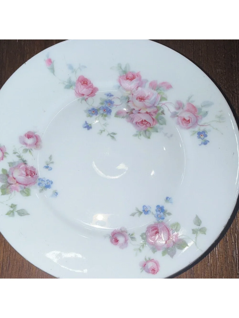 Bavaria Porcelain Dinner Plates Set of 4, White Floral Rose Pattern